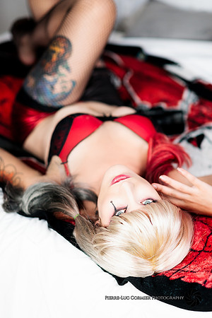 Harley Quinn Cosplay Boudoir taken in Calgary