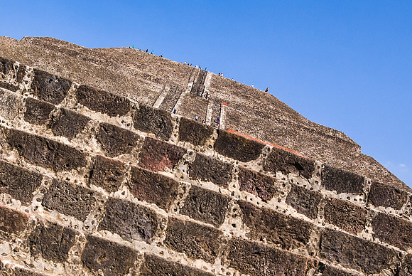 Climbing up the Pyramid of the Sun